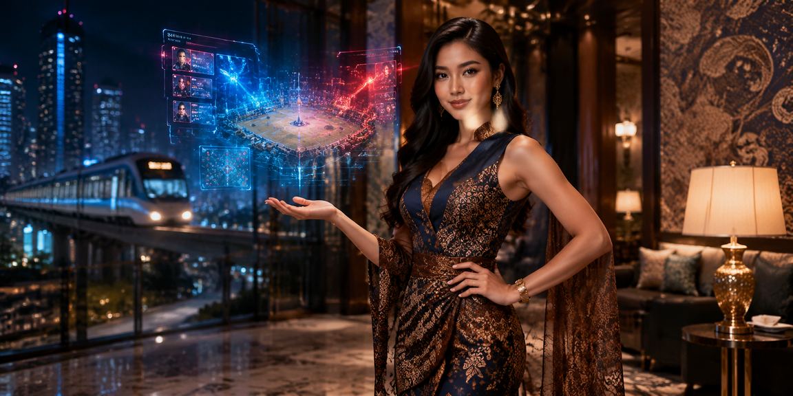 Model berfokus pada layar komputer menampilkan pertaruhan esports kompetitif